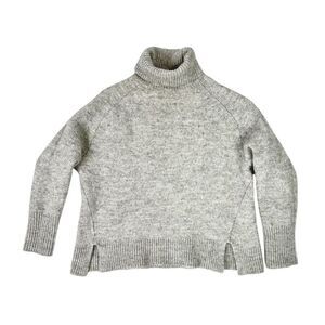 J.Crew Mock Neck  Wool Sweater Alpaca Blend Gray Small Women Turtle Neck